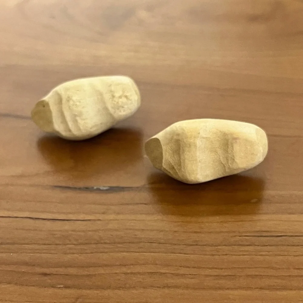 Miniature Hand Carved Wooden Clogs Dutch Sabot Shoes Doll Size Natural‎ Wood